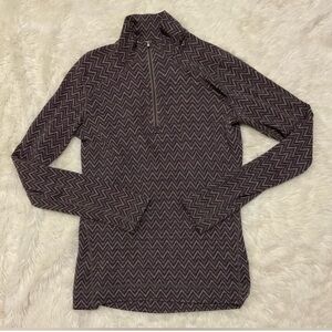 Smartwool Merino Wool ¼-zip Base Layer, Purple / Gray, Chevron, Women’s Large